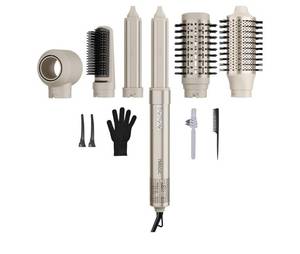 lot 31410 image: 7MAGIC Hair Dryer Brush & 6 in 1 Hair Styler,110,000 RPM High-Speed Negative Ionic Hair Dryer Fast Drying, Multi Hair Styler, Professional Blow Dryer Brush for Curling Volumizing Straightening Styling. Retail  $149