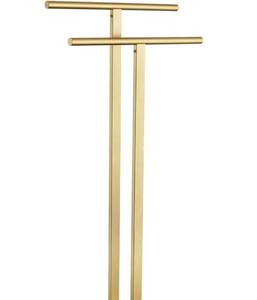 lot 31415 image: Standing Towel Rack for Bathroom Floor 2-Tier Towel Holder Free Stand with Heavy Marble Base Thicken Steady Design Gold Stainless Steel