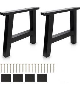 lot 31417 image: 16 Inch H-Shape Bench Legs Metal Table Legs Coffee Table Legs Desk Legs DIY Furniture Legs, Set of 2, Black