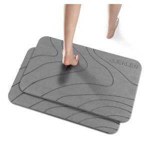 lot 31429 image: Diatomaceous Earth Shower Mat Stone Bath Mat for Bathroom Shower Floor 24 x 16 inch Wave Design2 Pack