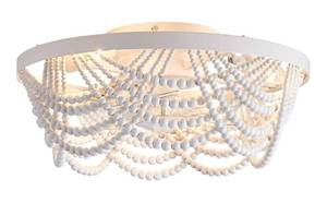lot 31432 image: Boho Ceiling Fan with Lights Flush Mount,20 Inch Bohemia White Wood Bead Close to Ceiling Fan Light, 4 Lights Low Profile Enclosed Ceiling Fans with Remote Control for Bedroom Living Room Kitchen