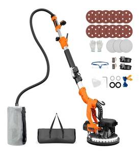 lot 31434 image: rywall Sander, 1000W Popcorn Ceiling Removal Tool, Automatic Drywall Sander with Vacuum Dust Collection, LED Light, 6 Variable Speed 800-2200RPM,15Pcs Sanding Discs, Foldable & Extendable Handle