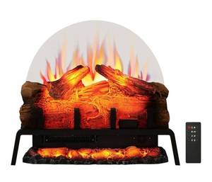 lot 31435 image: PuraFlame 24 Free Standing Electric Fireplace Log Set Insert, 750W1500W Heater, 6 Flame Colors with 5 Brightness, Crackling Sound, Remote Control Retail $249