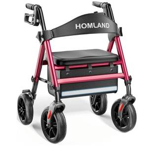 lot 31439 image: Rollator Walkers for Seniors with Seat, 8 All Terrain Wheels, Durable Aluminum Frame, Lightweight Foldable Walker with Ergonomic Seat, Height Adjustable Rolling Walker