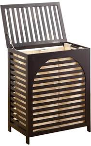 lot 31443 image: Laundry Hamper with Lid, Bamboo Clothes Laundry Basket with Handles, Removable 2-Section Liner bag, Hampers for Bedroom Aesthetic, Large Storage for Bath Towel, Sheets or Toys, Home (Brown)