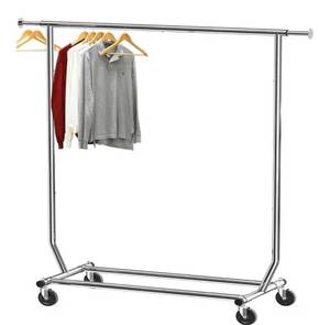 lot 31449 image: Simple Houseware Supreme Commercial Grade Clothing Garment Rack, Holds Up to 250 lbs, 50 to 75 Inches Extensible Rod, Chrome