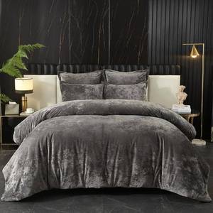 lot 41503 image: Ivellow Crushed Velvet Comforter Set Queen, Lightweight Comforter Set, 5pcs Ultra Soft Breathable Grey Comforter Set, Luxury Cozy Flannel Comforter Queen Size (1 Comforter,2 Pillow Shams, 2 Euro Shams)