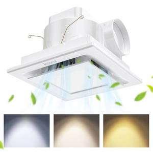 lot 41504 image: Bathroom Exhaust Fan with Light - 100 CFM Efficient Ventilation, 3CCT Adjustable LED Light - Low Noise Ventilation Fan for Home Bath Office Hotel