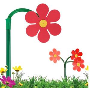 lot 41505 image: Crazy Daisy Sprinkler Crazy Dancing Flower Water Sprinkler Funny Sun Flower Dancing Daisy Lawn Sprinkler for Yard Watering Dogs Kids Playing Red Yellow Garden Sprinklers - Red