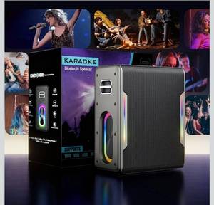 lot 41507 image: Karaoke Machine with 2 Wireless Microphones Portable Bluetooth Karaoke Machine for Adults Kids DSP Chip Karaoke Speaker with LED Lights Supports TWS TF Card USB AUX in