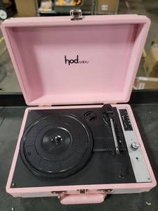 lot 41514 image: Hododou Vinyl Record Player Portable Suitcase Belt-Driven LP Player Bluetooth USB Recording 3-Speed Built-in Speakers Support AUX-in RCA Line Out Headphone Jack Vintage Turntable Pink