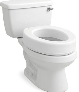 lot 41521 image: Carex Toilet Seat Riser, Elongated Raised Toilet Seat Adds 3.5 inches to Toilet Height, for Assistance Bending or Sitting, 300 Pound Weight Capacity Toilet Riser