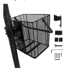 lot 41523 image: Scooter Basket Bike Front Baskets Heavy Duty Quick Release Removable Iron Mesh Bicycle Basket with Handle Easy Assembly and Portability Size 10.2 L x 6.5 W x 9 H (Small)