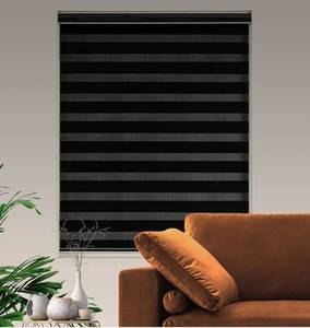 lot 41524 image: Blackout Zebra Blinds, Dual Layer Free-Stop, Room Darkening Zebra Shades, Blinds for Indoor Windows, Light Filtering Privacy Sheer Shade for Home(30 W X 72 H, Black)