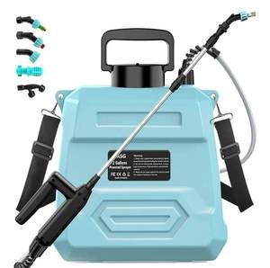 lot 41525 image: Battery Powered Garden Sprayer 2 Gallon, 7.4V Powerful Electric Sprayer, Weed Yard Lawn Sprayers with 5 Mist Nozzles & Retractable Wand & Adjustable Strap for Lawn, Garden, Yard