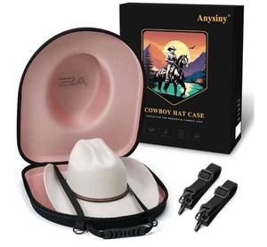 lot 41537 image: Hat Box for Travel-Crush Proof Hat Travel Case for Cowboy Hats Holder Storage Box Organizer Cap Carrier with Adjustable Carry Strap