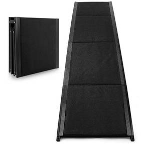 lot 41545 image: Dog Car Ramp Folding Pet Climbing Ladder Portable Non-Slip Wide Steps Ramp for Cars SUVs Trucks High Beds 70.86 x 19.68 Inches Retail $105