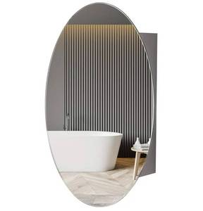 lot 41559 image: Oval Medicine Cabinet with Mirror,18 inch x 26 inch Frameless Mirrored Medicine cabinets for Bathroom with Mirror,Surface Mounted Installation Only
