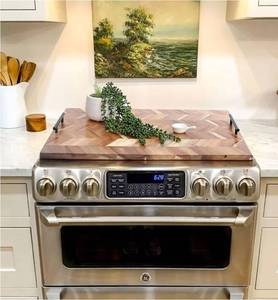 lot 41560 image: SwallowLiving Noodle Board Stove Cover Wood with Handles, Wooden Stovetop Cover Board for Gas Stove and Electric Stove Top, kitchen sink cover for counter space, Acacia