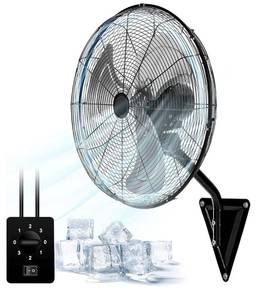 lot 41561 image: 20 Wall Mount Fan 7000 CFM High Velocity Wall Industrial Fan 120° Oscillating Fans 3-Speed for Household, Commercial Use - ETL Listed, Black
