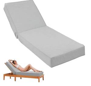 lot 41566 image: Outdoor Chaise Lounge Cushion 80x26x5.9, Waterproof 5.9 Extra Thickness Lounge Cushion with Removable Cover, Patio Lounge Chair Cushions for Outdoor Furniture, Light Gray. Retail $139