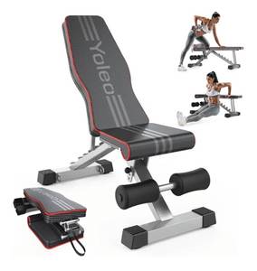 lot 41567 image: Yoleo Adjustable Weight Bench for Full Body Workout Foldable Bench Press Bench of Home Gym Strength Training Incline Decline Flat Utility Workout Bench with Quick Folding& Fast Adjustment (Black)