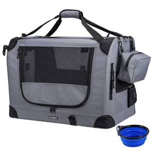 lot 60362 image: Large Cat Carrier 24x16.5x16.5 Soft-Sided Portable Pet Crate for Car Traveling with Collapsible Litter Box and Accessories  - Retail $70