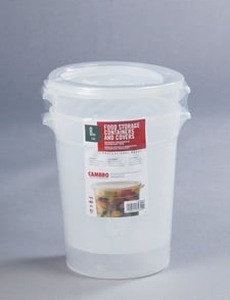 lot 60367 image: Cambro Polypropylene Food Storage, 8 qt. Round Translucent Container with Lids, 2 Pack