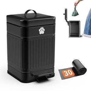 lot 60372 image: Pupzle Small Dog Poop Trash Can Outside, 1.3 Gal Metal Dog Waste Trash Can, Small Poop Bucket Outdoor  With Lid, Poo Container Bin Waterproof Backyard Odor Control
