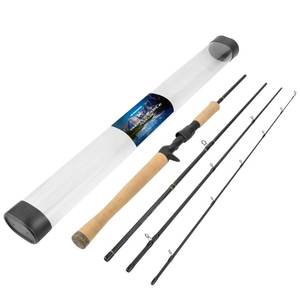 lot 60377 image: KastKing Valiant Eagle Passage Travel Fishing Rod, Spinning Model, 4 Pcs, IM6 Graphite Blank, Ti Oxide LTS Ring Guides, Cork Handles - Retail $72