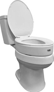 lot 60402 image: Carex Toilet Seat Riser, Elongated Raised Toilet Seat Adds 3.5 inches to Toilet Height, for Assistance Bending or Sitting, 300 Pound Weight Capacity