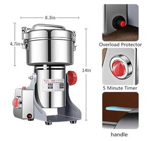 lot 60410 image: Electric Grain Grinder Mill 1000g High-speed Spice Herb Mill Commercial Powder Machine for Dry Cereals Grain Herb Spice Coffee Corn Bean (1000g Stand Type)