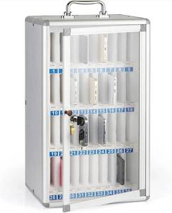 lot 60411 image: Loghot Aluminum Alloy Pocket Chart Cell Phones Storage Cabinet for Cell Phones,Wall-Mounted with a Locked,Can be Carried by Hand (36 Slots)