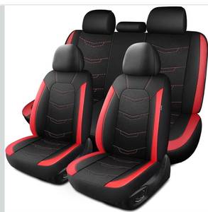 lot 60417 image: Car Seat Covers Full Set,Leather Seat Covers,Breathable and Sporty Car Seat Cover,Universal Fit Anti-Slip Seat Covers for SUV Cars Sedan and Truck(Full Seat,BlackRed,N2)