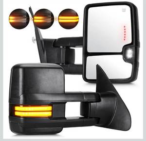 lot 60418 image: Youxmoto Towing Mirrors for Toyota Tundra 2007-2017 Sequoia 2008 - 2017 Sequential Turn SignalArrow Backup Light Manual Folding Telescoping Tow Mirrors
