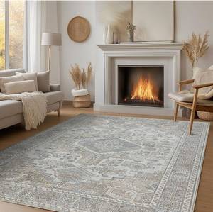 lot 60427 image: Machine Washable Area Rugs 9x12 Living Room Retro Rugs- Ultra Soft Low Pile Large Rugs for Bedroom,Dining Room,Non Slip Vintage Accent Carpet for Farmhouse Home Office- Family & Pet Friendly