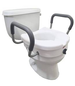 lot 60430 image: Carex E-Z Lock Raised Toilet Seat With Handles, 5 Toilet Seat Riser with Arms, Handicap Raised Toilet Seat For Seniors and Elevated Toilet Seat