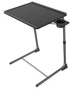 lot 60436 image: Adjustable TV Tray Table - TV Dinner Tray on Bed & Sofa, Comfortable Folding Table with 6 Height & 3 Tilt Angle Adjustments (Black)