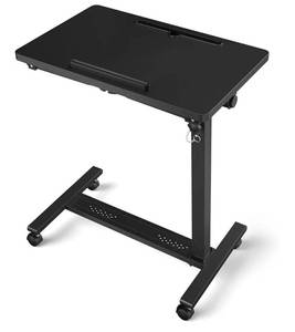 lot 60446 image: Adjustable Overbed Bedside Table, Hospital Bed Table with Wheels, Portable Rolling Desk, Mobile Small Standing Desk, Rolling Laptop Stand, Computer Cart