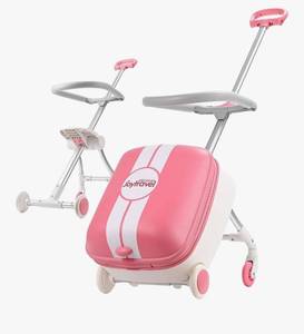 lot 60447 image: Kids Ride-on Luggage with Spinner Wheels Suitcase, Kids Ride-On Suitcase Help Your Child Relax, Carry On Trolley Luggage lightpink. Retail $169