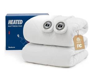 lot 60450 image: Bedsure Heated Mattress Pad Queen - Bed Warmer with Memory & Preheat Functions, 12-Hour Auto Off & 10 Heat Settings, Dual Controllers, Fast Heating, Brushed Electric Mattress Pad Queen, 60x80