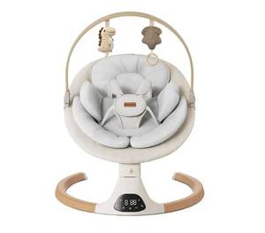 lot 60452 image: Baby Swings for Infants, Monamii Baby Swing, Bluetooth Infant Swing with Music Speaker, 5 Speeds and Remote Control, Indoor & Outdoor Use (Beige)