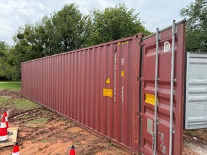 lot 1267 image: 40 foot High Cube Container with Rear Doors only, Red in Color