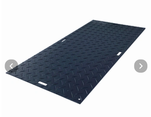 lot 1054 image: Unused Lot of 15 Ground Protection Mats - 4x8, black and 12 inch Thick, Diamond Plate Tread, High Density Polethelyne