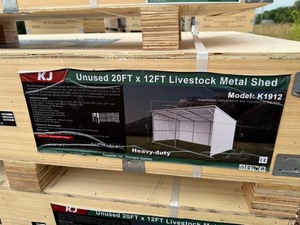 lot 1247 image: 12 x 20 x 11 Livestock Metal Loafing Shed in Cream