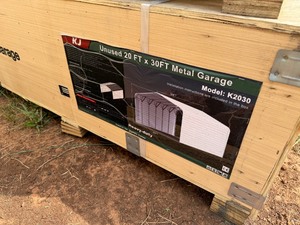lot 1264 image: 20 x 30 x 13 Full Sided Metal GarageCarport Cream in Color