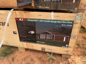 lot 1252 image: 25 x 45 x 14 Double Garage Metal Building Red and Brown in Color
