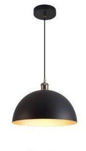 lot 20065 image: Vintage black and gold Pendant Light 13.7 Retro Farmhouse Dome Pendant Lamp