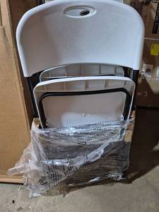 lot 20144 image: Folding Chairs, 600lbs Capacity, Heavy-Duty Commercial Stackable Plastic Foldable Chairs for IndoorOutside, Office, Kitchen, Party, Patio. - Retail $89