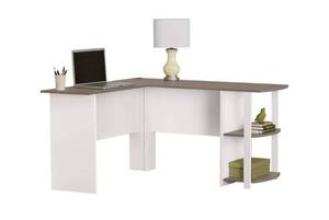 lot 20148 image: Ameriwood Home Dakota L-Desk with Bookshelves, White - Retail $100